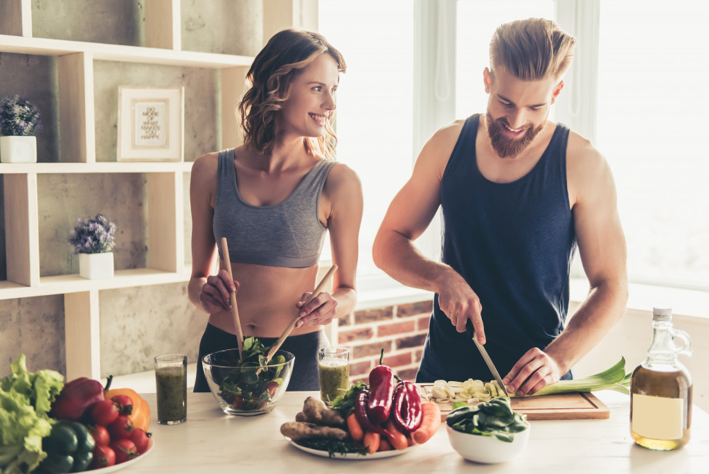 Couple preparing a healthy meal