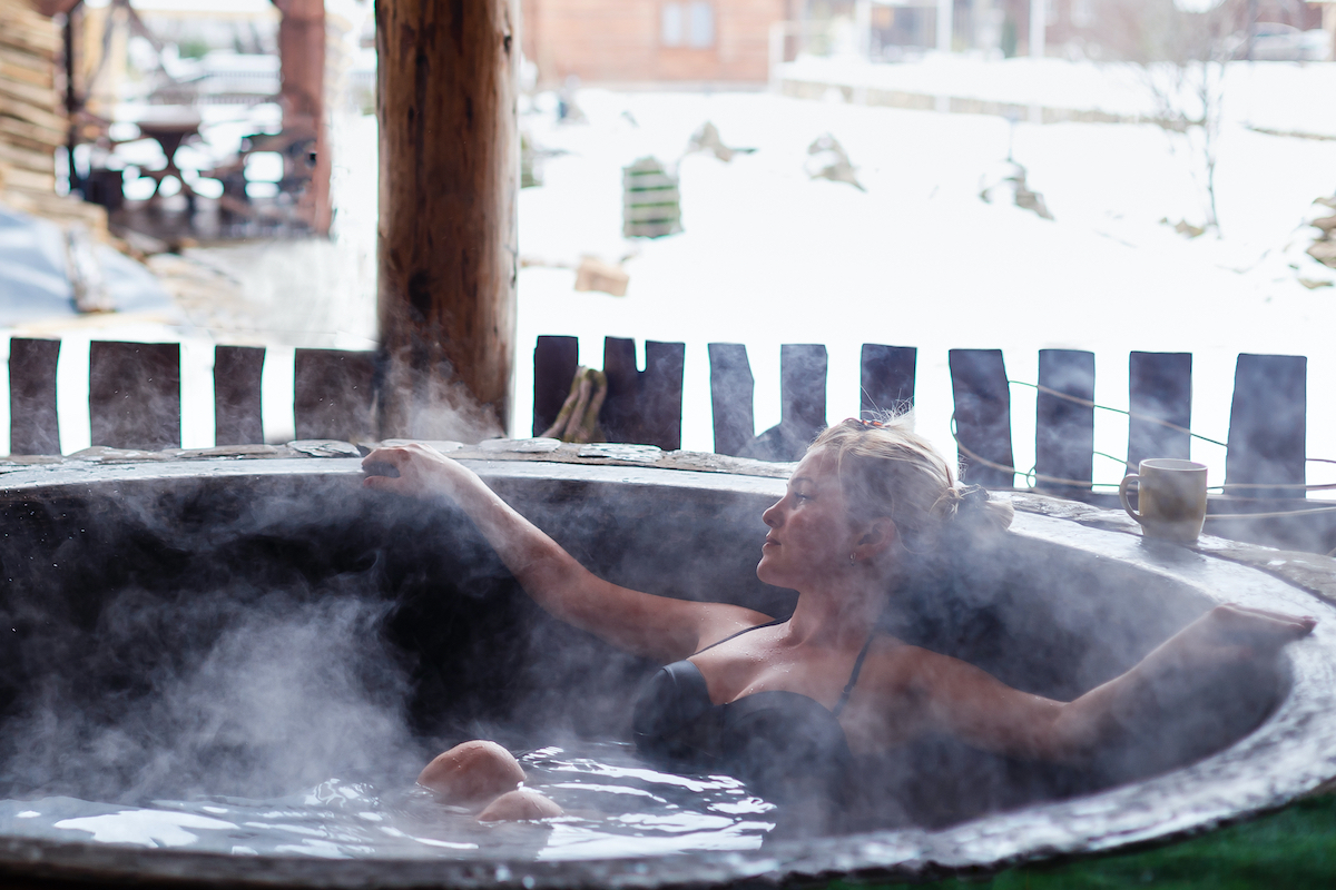 woman at a hot tub
