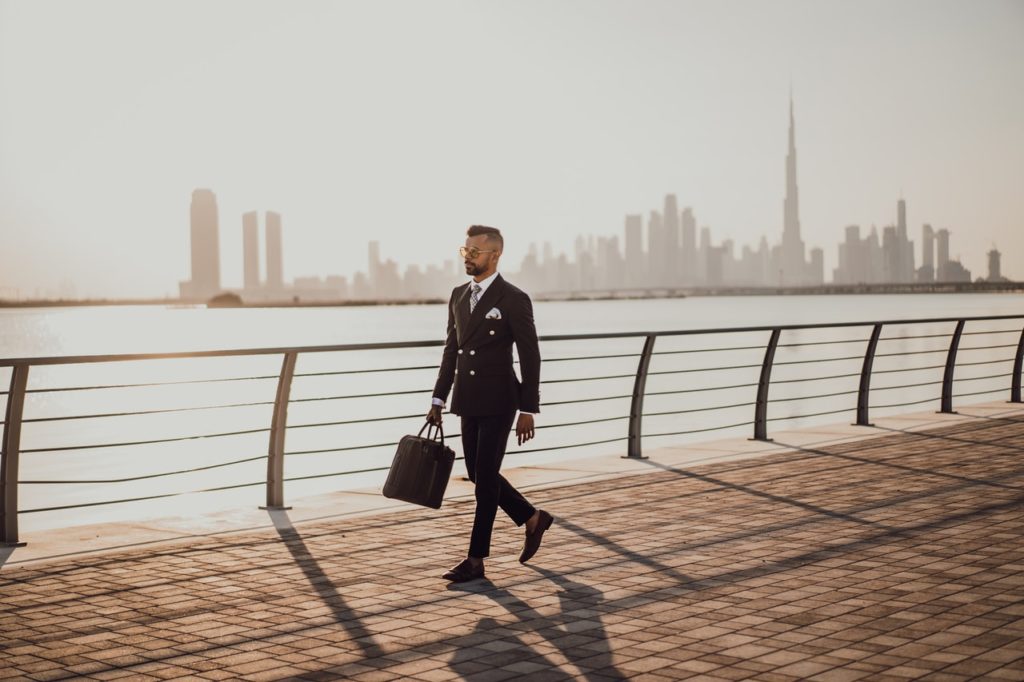 successful businessman walking