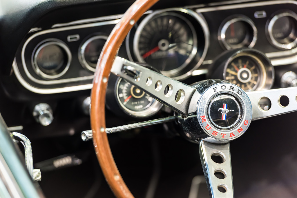 speedometer and steering wheel