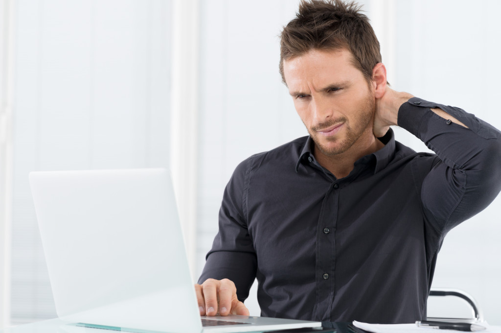 man stressed with work