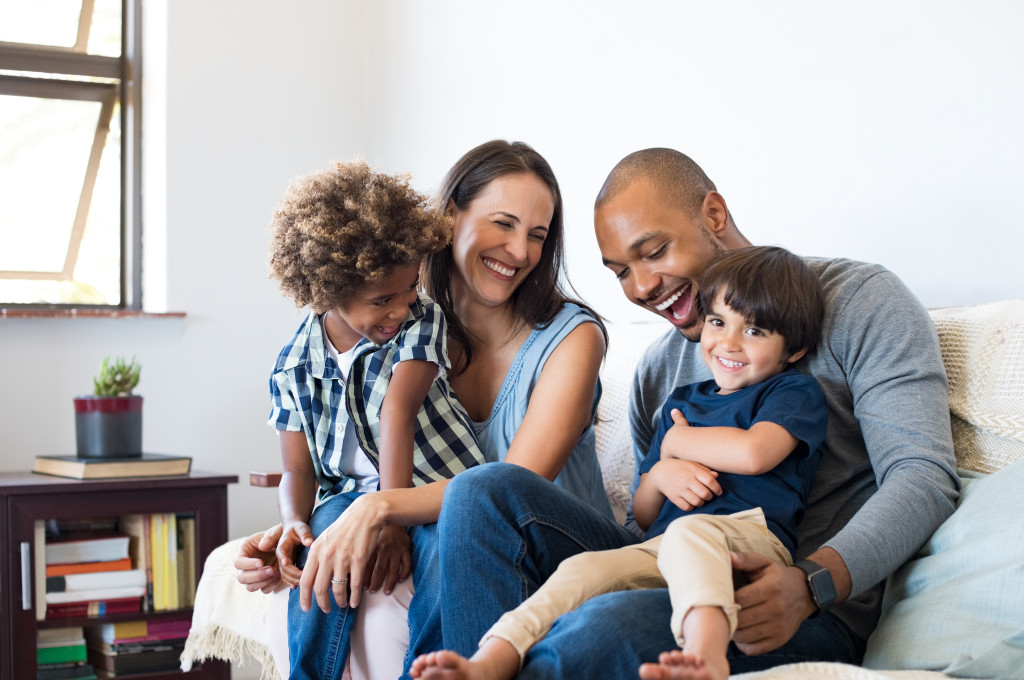 A happy interracial family