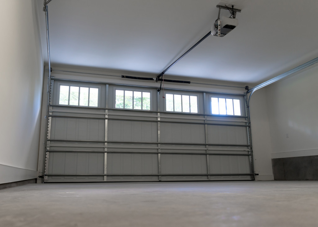 A spacious garage for a luxury car